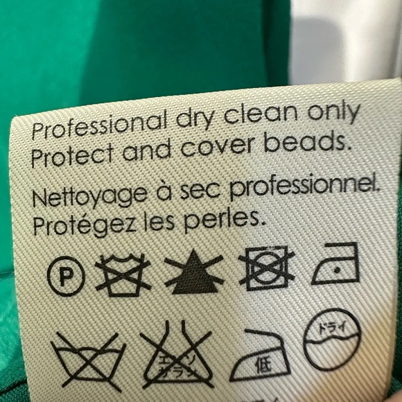 3.1 Phillip Lim Green Silk Chiffon Blouse Beaded Collar Size 6 - Picture 5 of 6